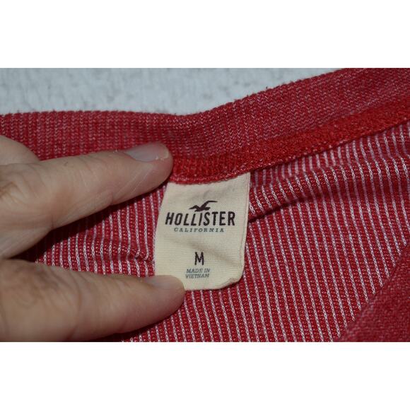 Hollister Henley Shirt Mens Size Medium Cotton Polyester Blend Red - Picture 5 of 6
